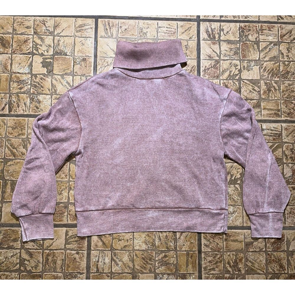 VINTAGE HAVANA WASHED Cropped Turtleneck FRENCH TERRY Small Atheliesure Y2K Red